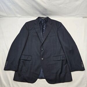 jp tilford‎ Samuelsohn Mens Blazer Sportscoat 44reg Windowpane Navy Super 100s